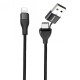 Кабель USB Baseus 2in1 USB/Type-C to Lightning 18W 1m чорний