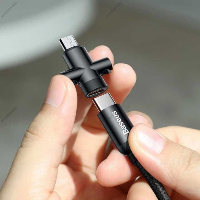 Кабель USB Baseus U-shaped Portable Type-C/Micro USB Cable чорний