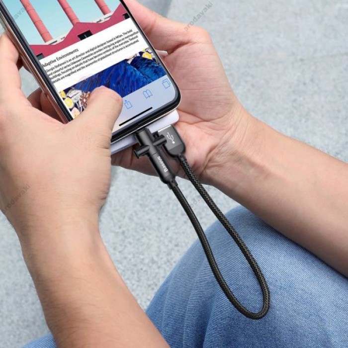 Кабель USB Baseus U-shaped Portable Type-C/Micro USB Cable чорний