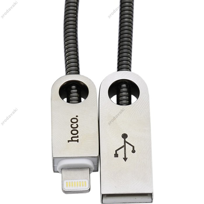 Кабель для iPhone Hoco Zinc Alloy Metal Lightning cable 1m U8 сірий