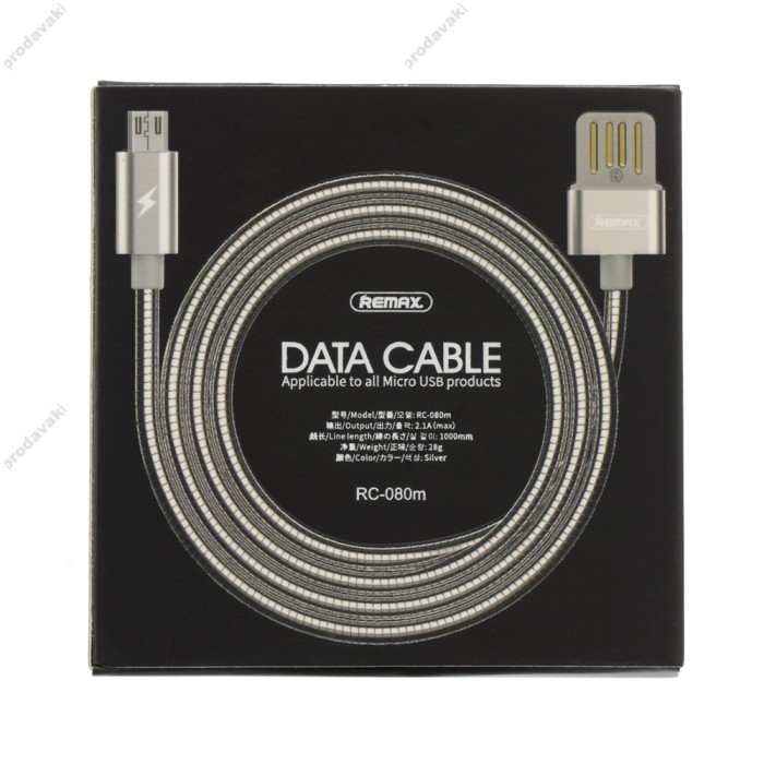 Кабель USB Remax RC-080 Serpent microUSB 1m сталевий