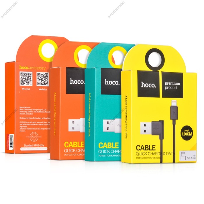 Кабель HOCO UPL11 L-Shape Lightning 1,2m black