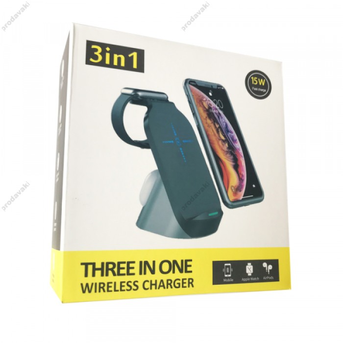 Зарядний пристрій H-18 3 IN1 (iPhone, iWatch, AirPods) 15W FAST Black