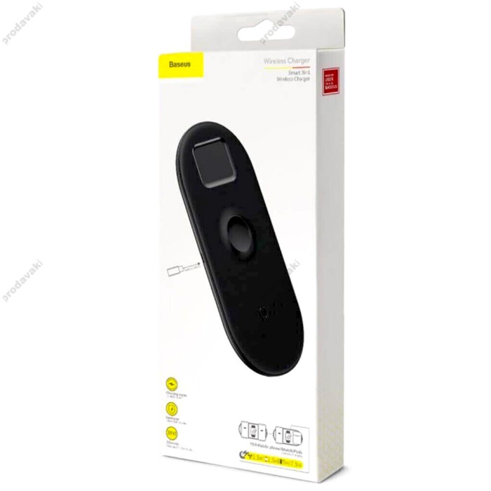 Бездротовий зарядний пристрій Baseus Smart 3in1 iPhone+iWatch+AirPods (18W) чорний