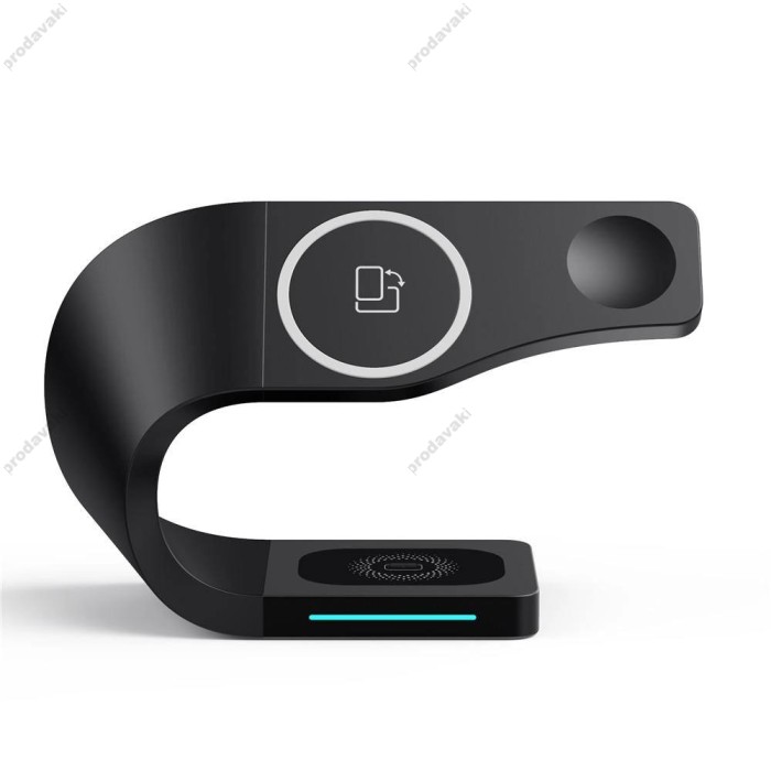 Бездротова зарядка стенд smart 3in1 fast 15w (phone+apple watch+airpods)