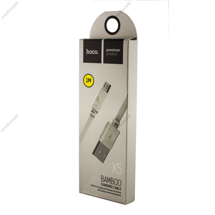 Кабель USB Hoco X5 Bamboo microUSB 1m білий