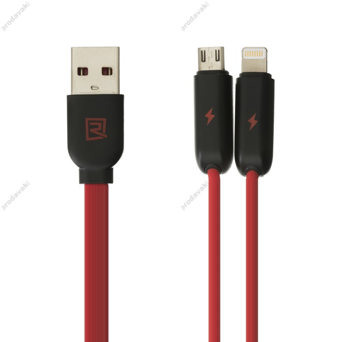 Кабель USB Remax Binary Micro+lighting червоний