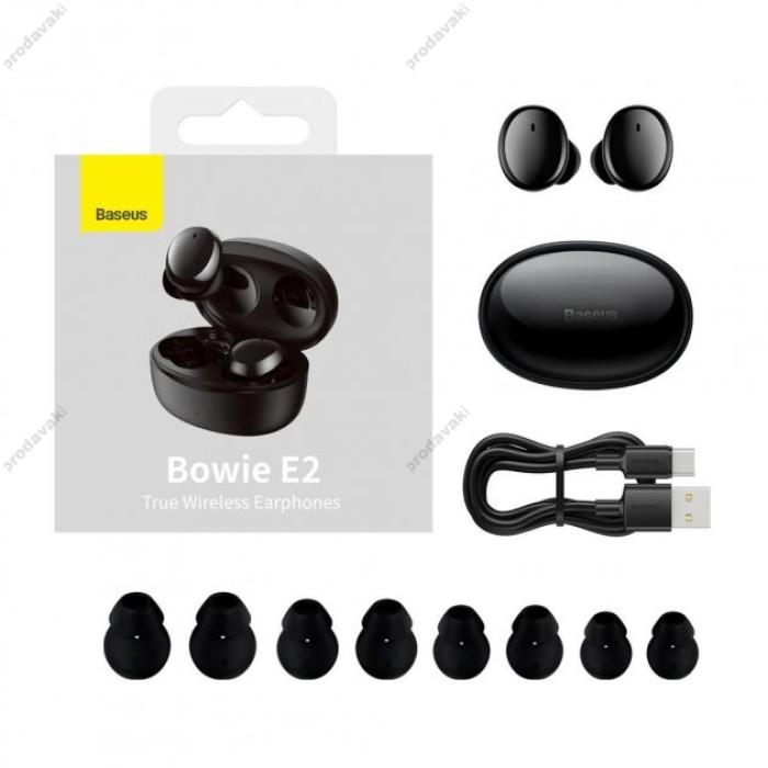 Бездротові Bluetooth навушники Baseus Bowie E2 True Wireless Earphones BT 5.2 Black NGTW090001