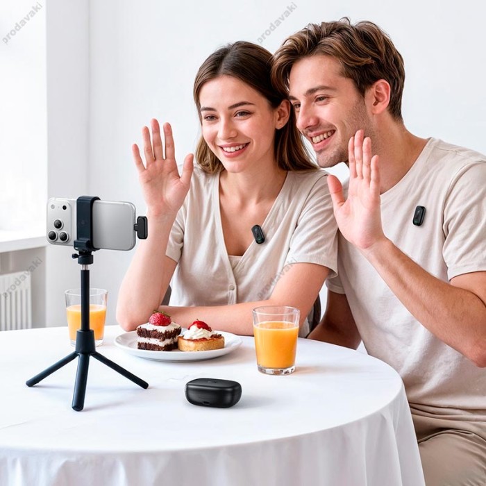 Бездротовий мікрофон HOCO L26 Smart AI noise reduction wireless microphone Type-C 2 мікрофона Black