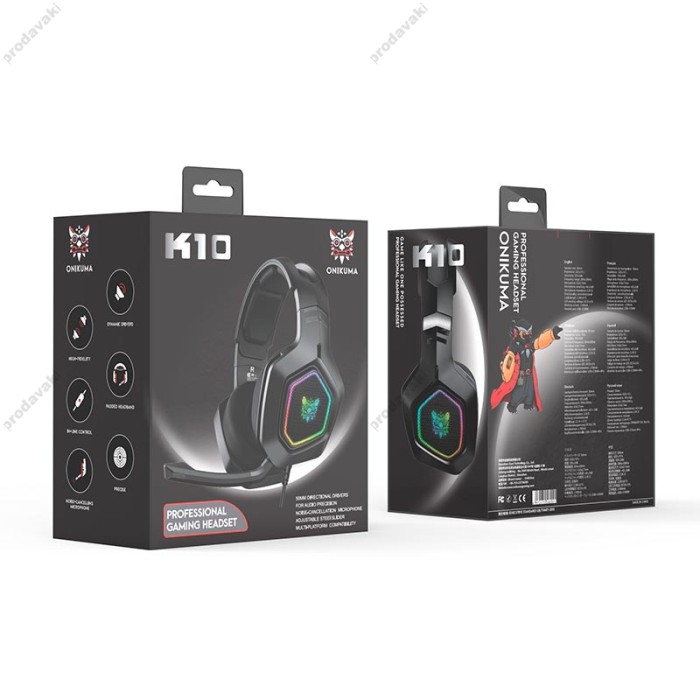 Дротові навушники Onikuma K10 Gaming LED Black