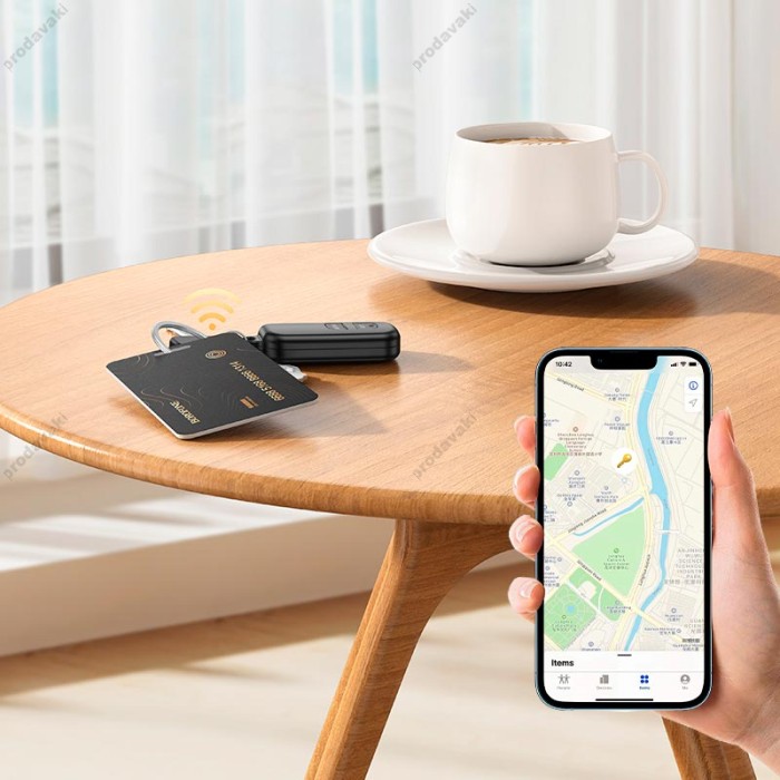 Пошуковий трекер Borofone BC102 Search Card type intelligent positioning anti-lost device IOS Black