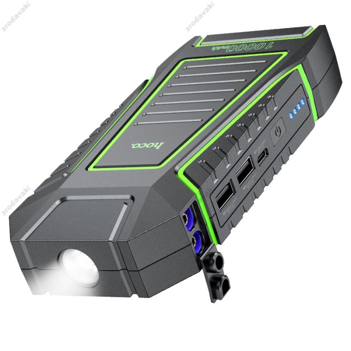 Пусковий зарядний пристрій бустер Hoco QS1 Car Jump Starter Spring Car emergency start-up піковий 600A 10000 mAh Black