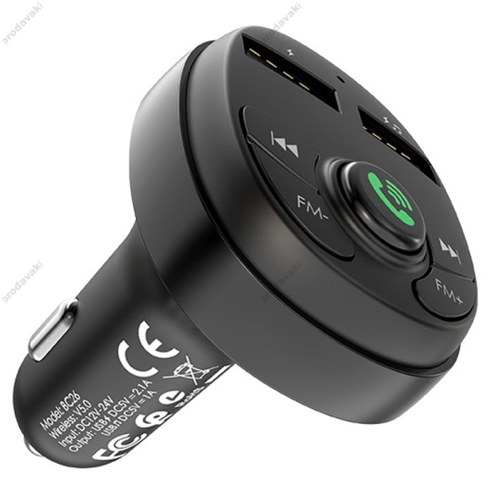 FM - трансмітер BOROFONE BC26 Music joy 2USB/2.1A Black