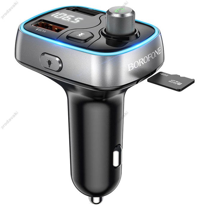 FM - трансмітер BOROFONE BC32 Sunlight QC3.0 2USB/2,4A/18W Black