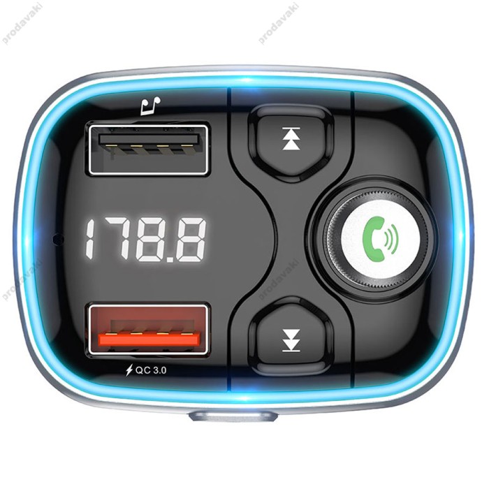 FM - трансмітер BOROFONE BC32 Sunlight QC3.0 2USB/2,4A/18W Black
