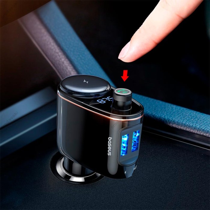 FM - трансмітер Baseus S-06 Lokomotive Car Bluetooth MP3 Player Black (CCHC000001)