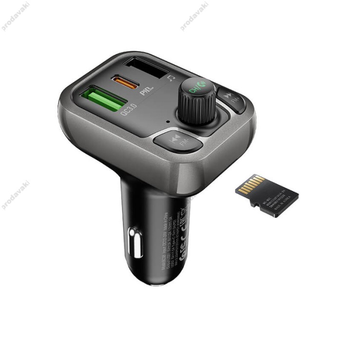 FM - трансмітер BOROFONE BC38 Flash Energy car PD20W+QC3.0 2USB Black