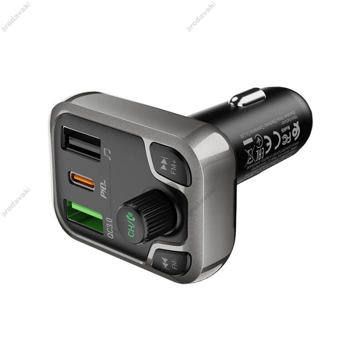 FM - трансмітер BOROFONE BC38 Flash Energy car PD20W+QC3.0 2USB Black
