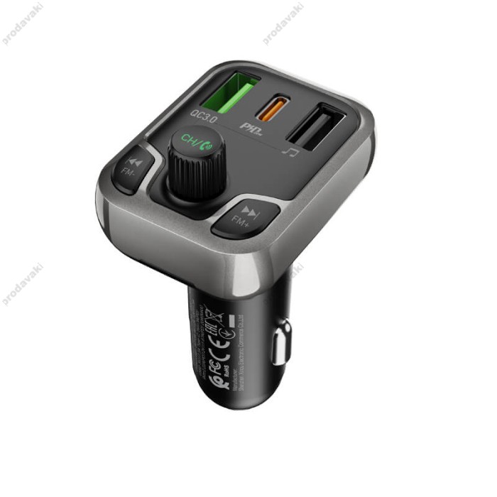 FM - трансмітер BOROFONE BC38 Flash Energy car PD20W+QC3.0 2USB Black