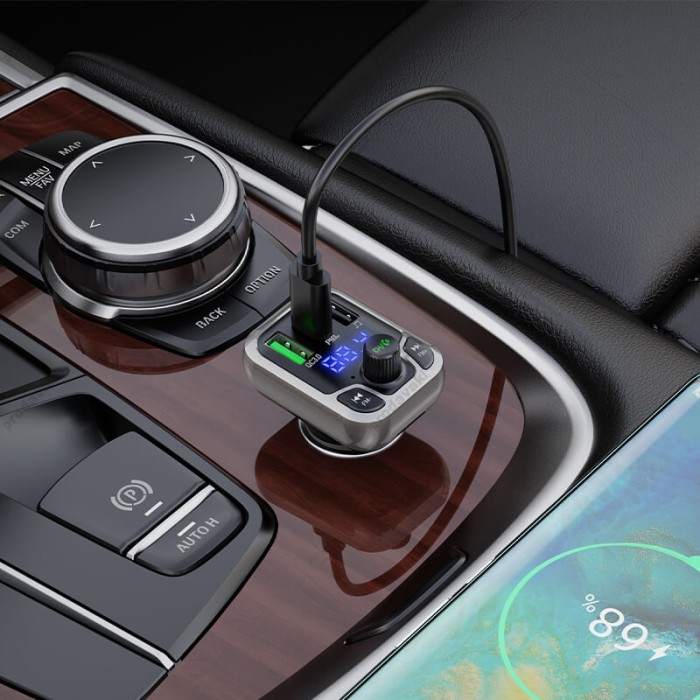 FM - трансмітер BOROFONE BC38 Flash Energy car PD20W+QC3.0 2USB Black