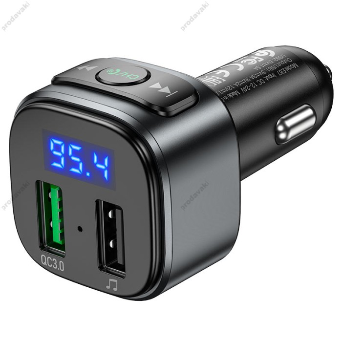 FM - трансмітер HOCO E67 Fighter with Bluetooth transmitter 2USB QC3.0 BT5.0 Black