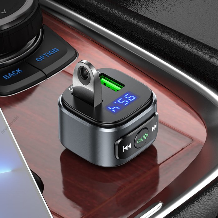 FM - трансмітер HOCO E67 Fighter with Bluetooth transmitter 2USB QC3.0 BT5.0 Black