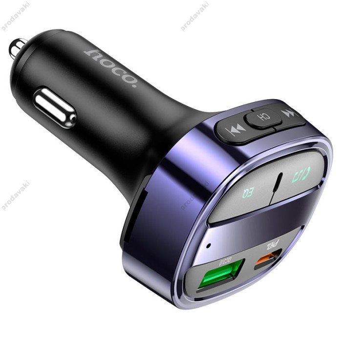 FM - трансмітер HOCO E70 with Bluetooth PD30W QC3.0 BT5.0 Блакитний
