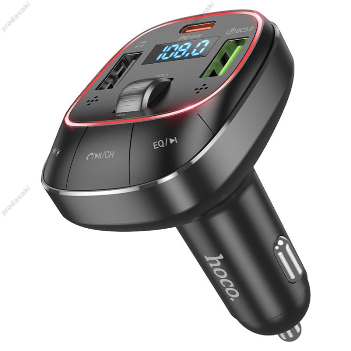 FM-трансмітер HOCO E76 Pole with Bluetooth PD45W QC3.0 Black