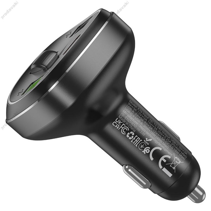 FM-трансмітер HOCO E76 Pole with Bluetooth PD45W QC3.0 Black