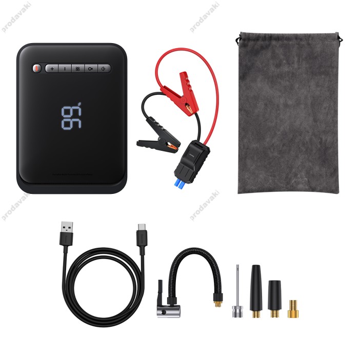 Пусковий зарядний пристрій бустер-компресор Baseus Super Energy 2in1 Jump Starter піковий 1000A 8000 mAh Black (CGCN000001)