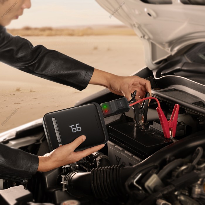 Пусковий зарядний пристрій бустер-компресор Baseus Super Energy 2in1 Jump Starter піковий 1000A 8000 mAh Black (CGCN000001)