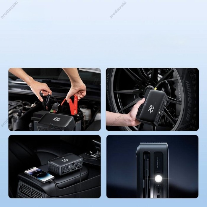 Пусковий зарядний пристрій бустер-компресор Baseus Super Energy 4in1 Car Jump Starter піковий 600A 6000 mAh Black C00245902111-00