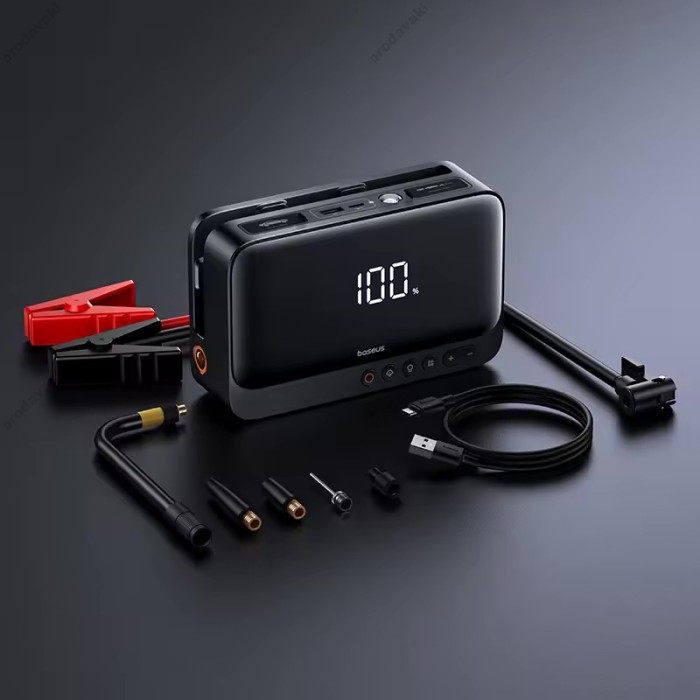 Пусковий зарядний пристрій бустер-компресор Baseus Super Energy 4in1 Car Jump Starter піковий 600A 6000 mAh Black C00245902111-00