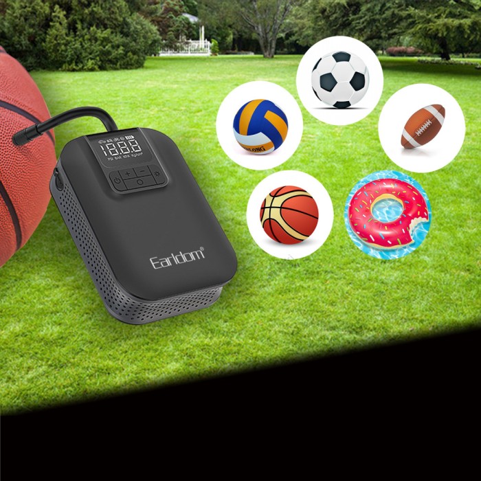 Автомобільний компресор насос Earldom ET-V2 Car Air Pump 2500 mAh Black