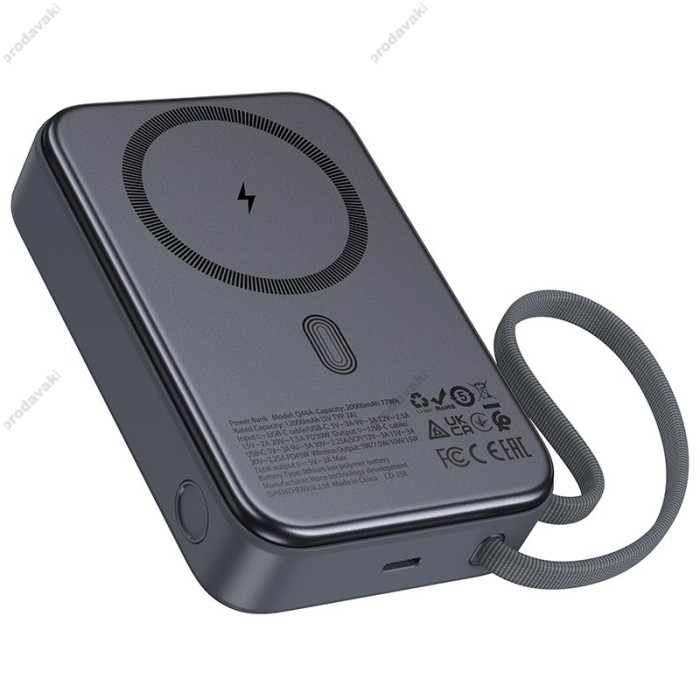 Повербанк портативний акумулятор Power bank Hoco Q44A MagSafe Origen dual magnetic PD 45W 20000 mAh Grey
