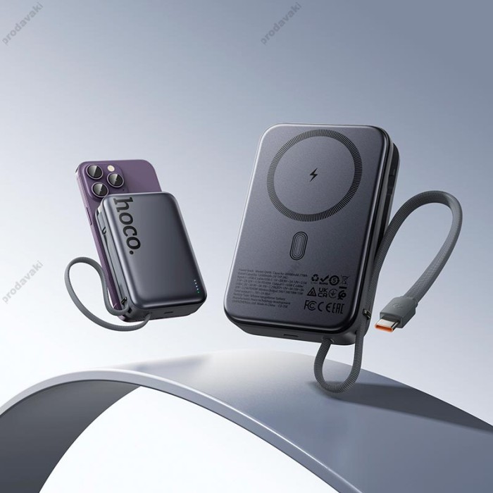 Повербанк портативний акумулятор Power bank Hoco Q44A MagSafe Origen dual magnetic PD 45W 20000 mAh Grey