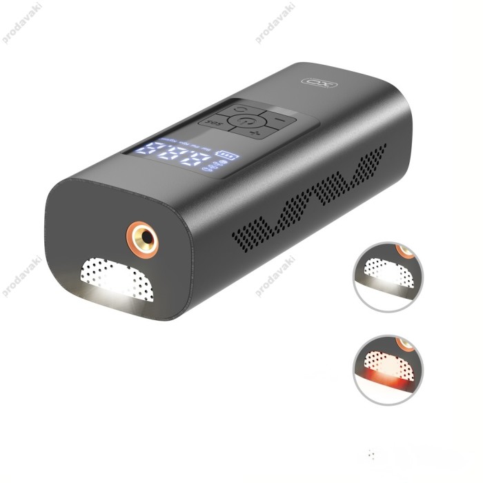 Автомобільний компресор насос XO CZ012 wired 2-use inflatable pump 6000 mAh Black