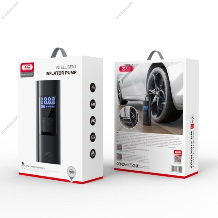Автомобільний компресор насос XO CZ012 wired 2-use inflatable pump 6000 mAh Black