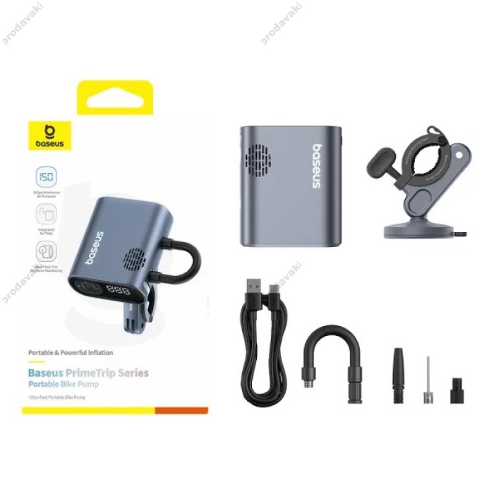 Bелосипедний компресор насос Baseus PrimeTrip Series Portable Bike Pump 1750 mAh Black C11169000121-00