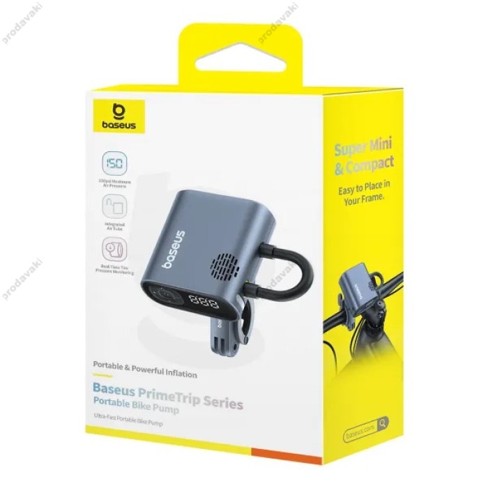 Bелосипедний компресор насос Baseus PrimeTrip Series Portable Bike Pump 1750 mAh Black C11169000121-00
