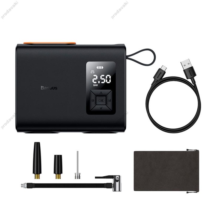 Автомобільний компресор насос Baseus Mega EnergyPump Series Dual Cylinder Wireless Inflator 6000 mAh Black CRNL060001