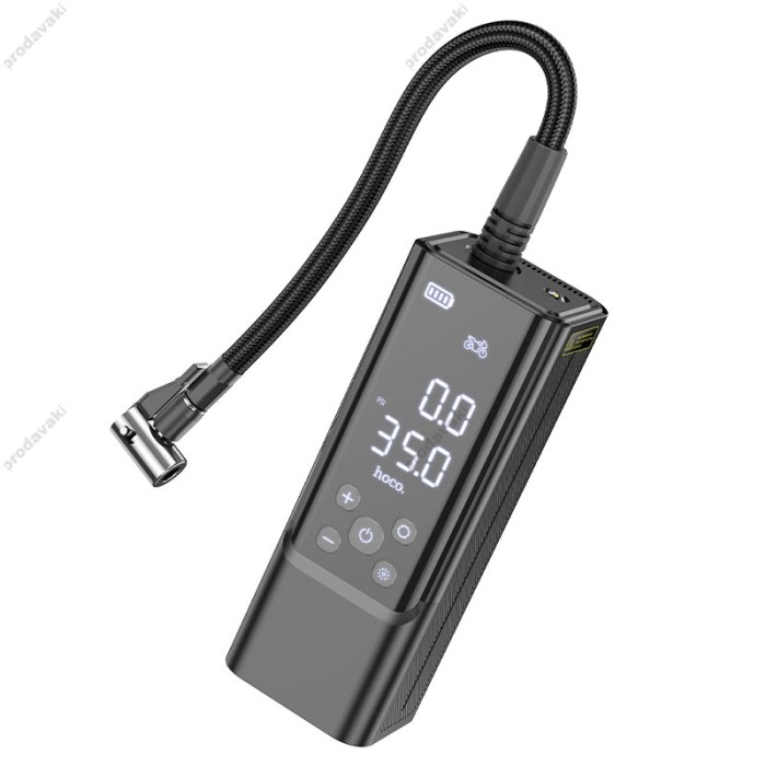 Автомобільний компресор насос Hoco ZP7 Maddy portable smart air pump 5000 mAh Black
