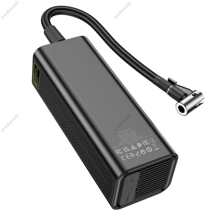 Автомобільний компресор насос Hoco ZP7 Maddy portable smart air pump 5000 mAh Black