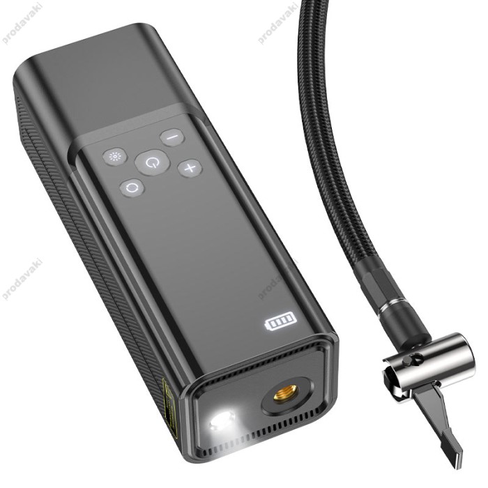 Автомобільний компресор насос Hoco ZP7 Maddy portable smart air pump 5000 mAh Black