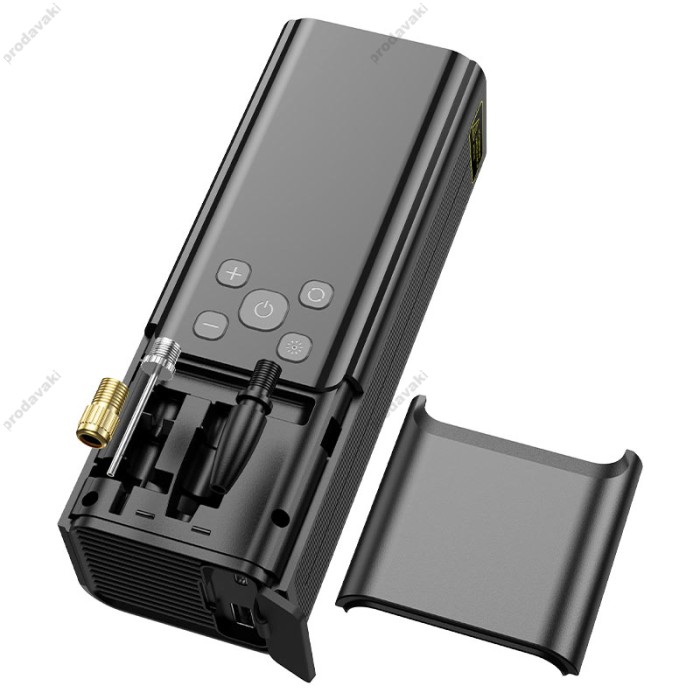Автомобільний компресор насос Hoco ZP7 Maddy portable smart air pump 5000 mAh Black