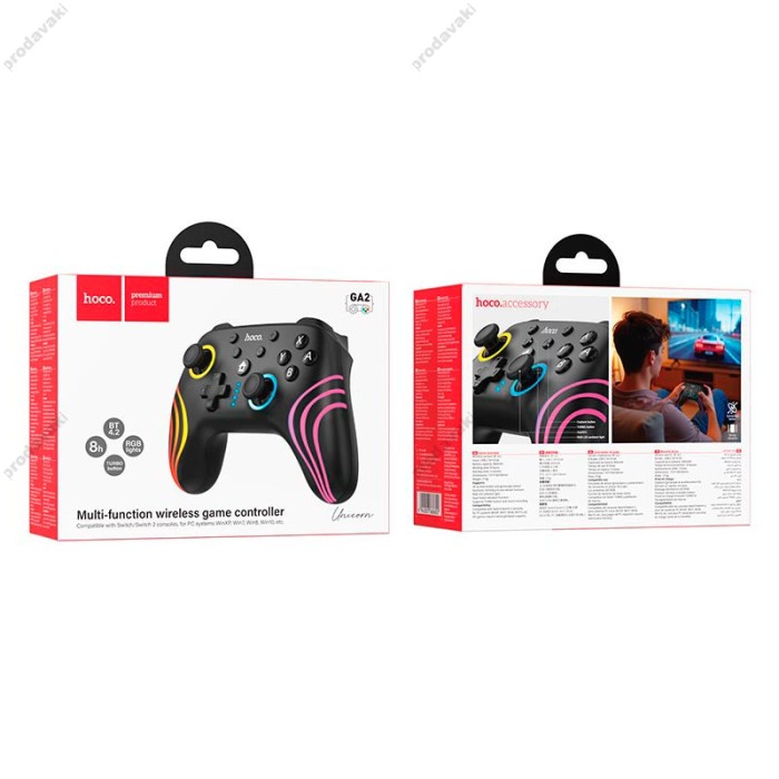 Джойстик ігровий контролер HOCO GA2 Unicorn Switch/Switch2/PC Multi-function Wireless Game Controller Black