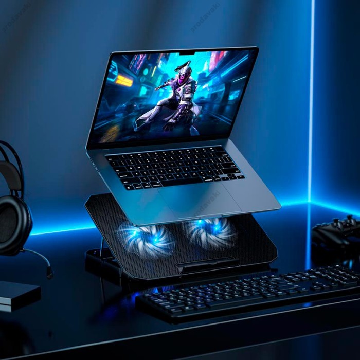 Підставка для ноутбука та MacBook Hoco GA4 Jade laptop cooling stand RGB 12-17" Black