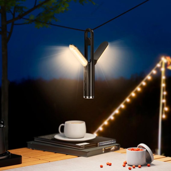 Лампа зовнішня (кемпінгова лампа) HOCO HX13 Multifunctional 2-in-1 Camping Light Black