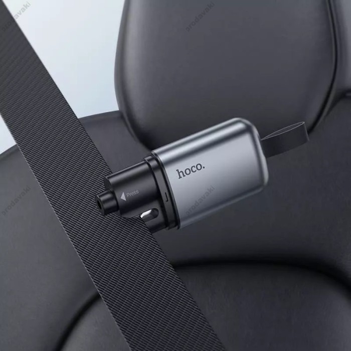 Автомобільний молоток - ніж для ремнів безпеки Hoco ZP15 King car safety hammer Grey