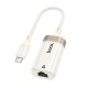 Мережевий адаптер HOCO UA41B Crystal Ethernet адаптер Type-C to RJ45 100 Mbps 0.145m White-gold